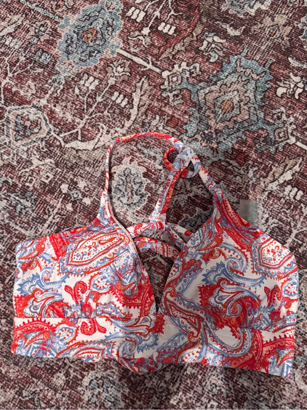 Carve Designs Women's Red and Light Blue Paisley Swim Top